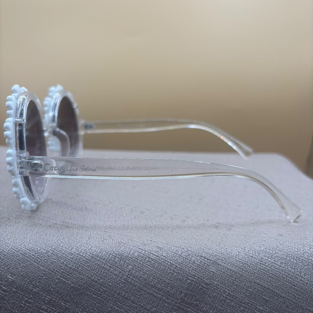 Circus by Sam Edelman White Daisy Floral Round Sunglasses Clear HHCC1008-R - Picture 3 of 11